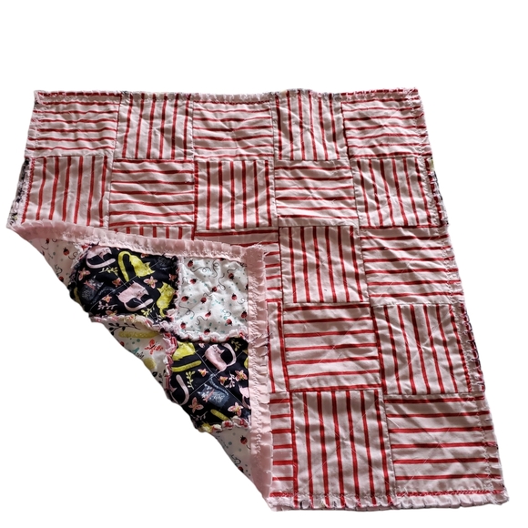 NEW Homemade Newborn Rag Quilt Security Blanket/ Doll Blanket /Pet Blanket - Picture 11 of 13